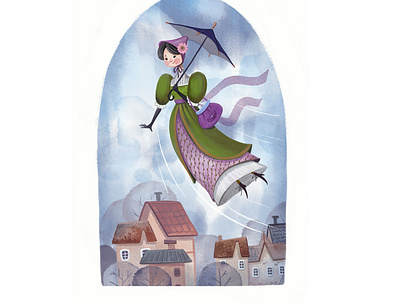 Mary Poppins art arts bookillustration booksillustrstion card for children gift graphics handmade illustration patterns photoshop pick watercolour