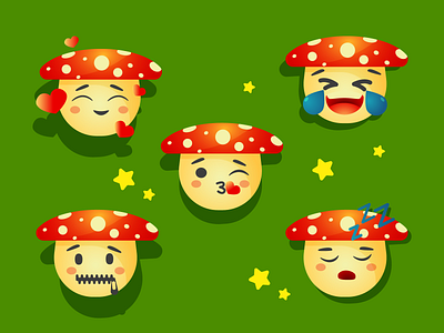 Mushrooms character cute expressions food illustration illustrator mushroom nature with face