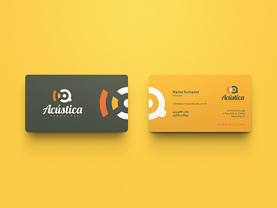 Acústica Produções / Branding acoustic acústica audio branding brown business card logo orange sound symbol video yellow