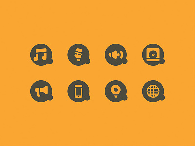 Acústica Produções / Icons audio branding brown icons orange site sound video website white yellow