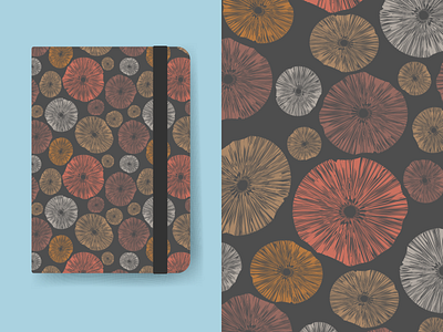 Spore print journal affinity designer graphic design illustration merch design mushroom pattern spore print vector