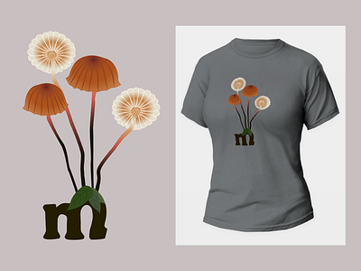 M is for Mycena branding graphic design illustration merch design mushroom vector