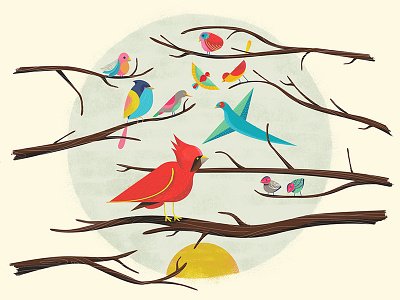 Little Birds birds eecummings illustration nature trees