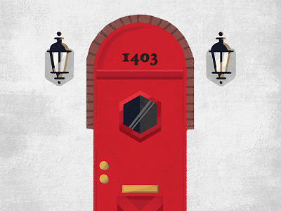 Knock Knock Illustration | Houstonia Magazine art design door editorial illustration lights red texture