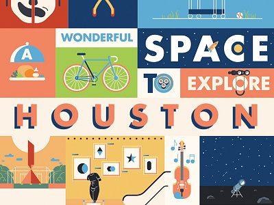 Visit Houston | Times Square Spot 2d bicycle design houston illustration space typography violin