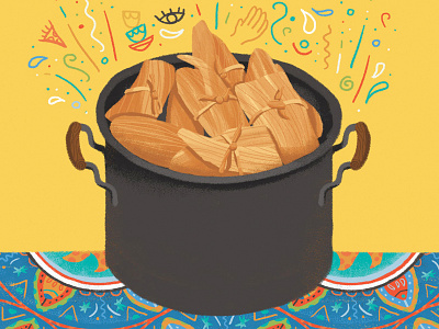 Houstonia | Ice House - Tamale Party editorial illustration tamales