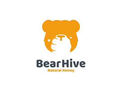 Bear Hive bear bee brand creative doublemeaning honey logo natural negativespace vector