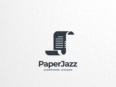 PaperJazz brand branding creativelogo dualmeaning graphicdesign graphicdesigner jazz lessons logo logodesign logodesigner music saxophone school