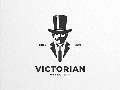 Victorian winecraft brand design gentleman logo logodesign vector vintage wine
