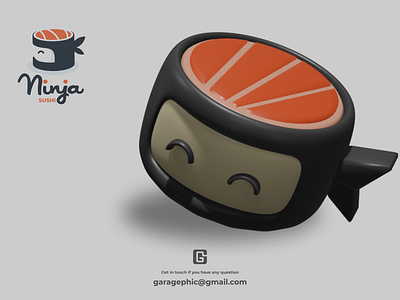 Ninja Sushi logo concept 3d blender brand design illustration logo logodesign logodesigns sushi vector
