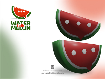 Water talk melon 3d brand branding design illustration logo logodesign logodesigns ui vector watermelon