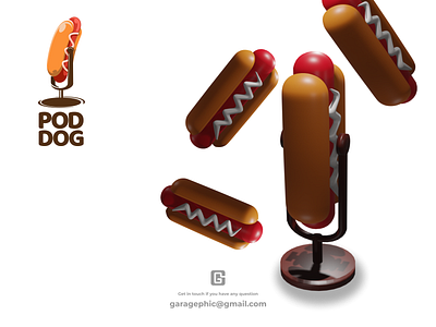 Pod Dog logo concept brand branding design hotdog illustration logo logodesign logodesigns podcast ui ux vector