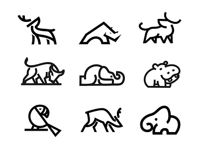 Animal line art logo collection