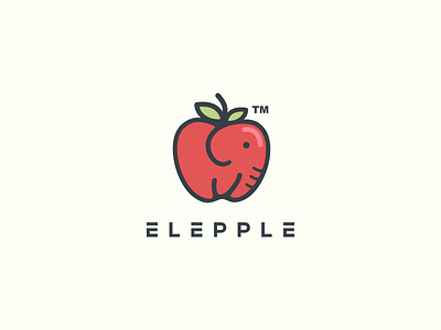 Elepple apple design drink elephat food fruit logo logodesign