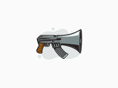 Mouth of gun ak47 gun illustration logo loudspeaker merged speak