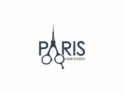 Paris hair stylist barbershop design eiffel hair style logo paris stylist