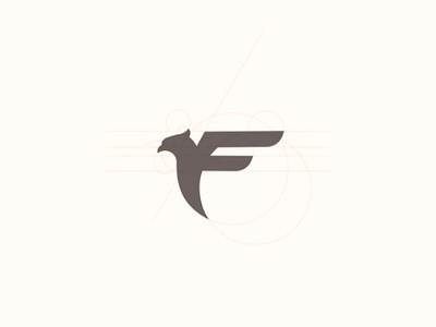 Letter F for falcon brand branding design dualmeaning f falcon grid illustration logo simple vector