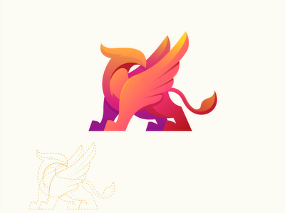 Griffin brand colorful griffin illustration logo modern myth vector