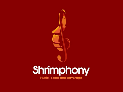 Shrimphony brand foodandbaverage illustration logo logodesign music shrimp vector