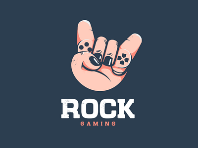 Rock gaming esport game gaming hand illustration joystick logo playstation rock vector