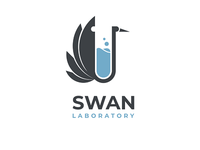 Swan laboratory doublemeaning illustration lab logo logo desig. swan vector