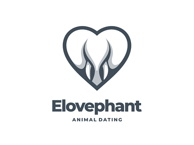 Elovephant double elephant illustration logo logodesign love vector