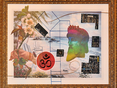 Zeus The Communicator buddhism collage computer computer art fine art framed meditation mixed media religious spiritual visual zeus