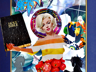 Marilyn The Divine collage feminism fine art graffiti marilyn monroe mixed media painting religious spiritual. sexuality