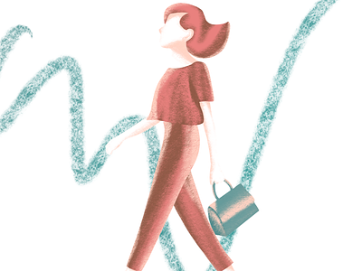 Textures bag illustration walking woman