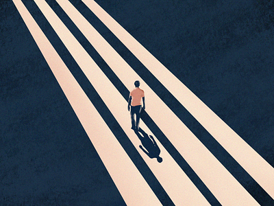 Solace illustration man shadow walking