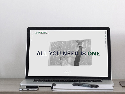 OnePlanet OneBusiness Website bold brand double exposure green identity minimal mockup prague web website