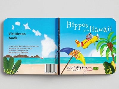 Cover Page -Hippos go to hawaii childrenbook childrenillustration coverdesign coverillustration cute digitalillustration illustration kidlitart kidsillustration