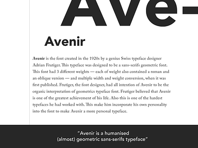 Sample of my typography avenir typography