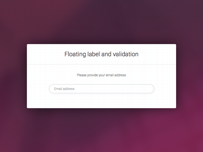 Floating label and validation