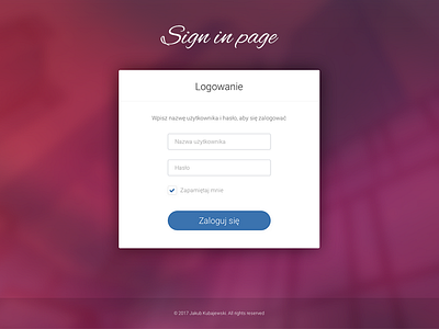 Sign in page abstract background blurred log login password remember sign in