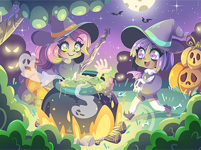 Halloween children cute enfant girl halloween illustration illustrator jeunesse manga