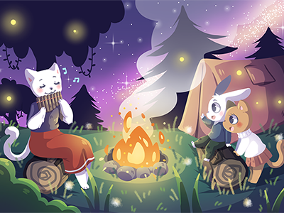 Campfire animals campfire children cute illustration illustrator