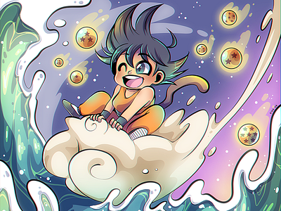 Sangoku art ball child digital dragon drawing illustration kid manga sangoku