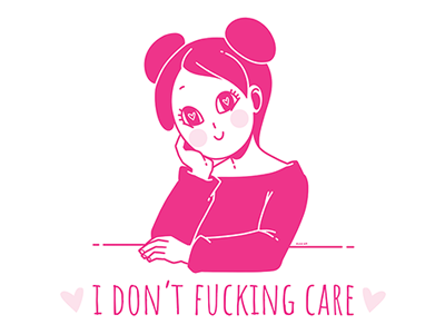 I don't fucking care t-shirt design art clothes design dessin drawing fashion funny illustration pink t shirt