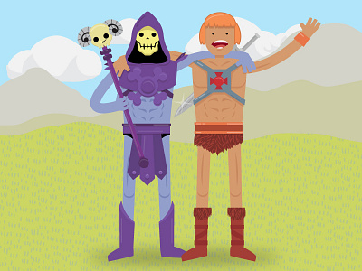 Besties character design fun he man illustration skeletor