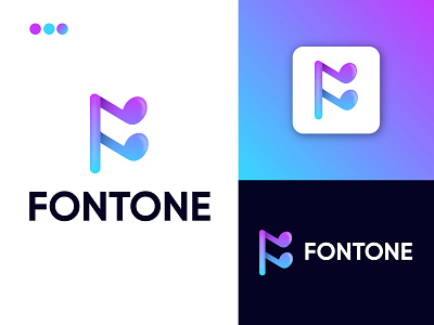 Fontone F Letter Modern Logo + Music