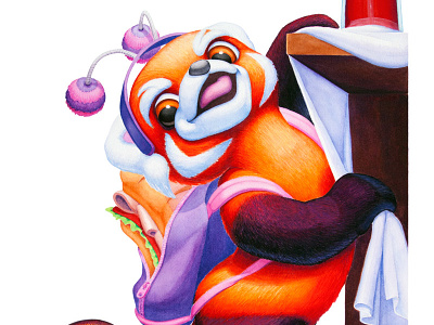 Sandwich Thief childrens illustration illustration kids red panda watercolor