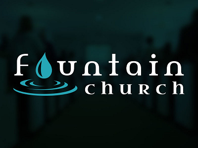 Fountain Church Logo baptist blue church contemporary design flat fountain logo minimal modern water