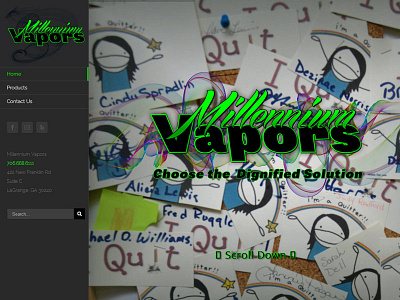 Millennium Vapors Website boutique branding dark logo makeover mobile parallax responsive scroller vape shop website