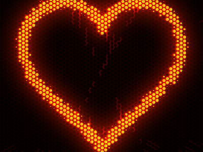 Glowing digital Heart c4d glowing heart hearts hexagon lcd xparticles