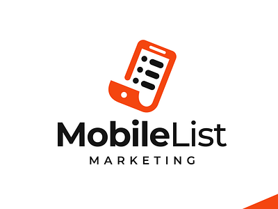 Mobile List brand branding icon identity list logo marketing mobile orange paper phone roll