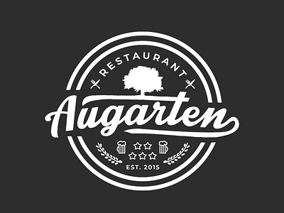 Augarten augarten beer black brand branding circle cup design eat folk icon identity knife logo restaraunt tree