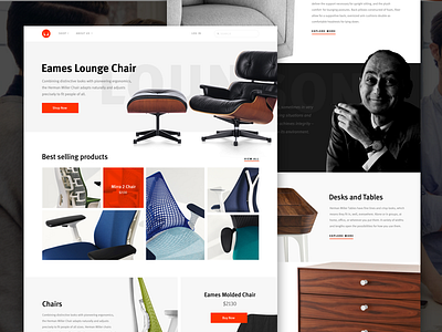 Herman Miller Redesign clean flat furniture homepage landing minimal redesign typography ui ux web website