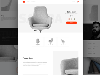 Product Page Herman Miller clean ecommerce flat furniture homepage landing minimal typography ui ux web website