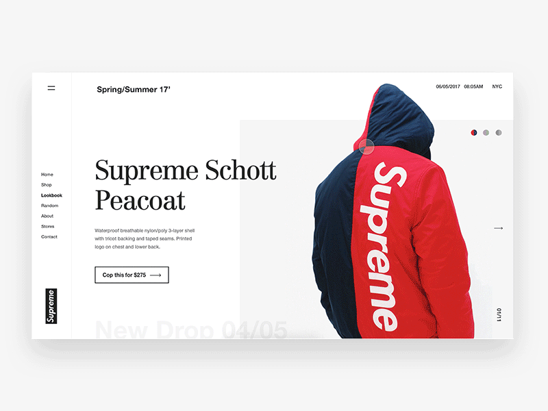 Supreme Interaction Concept animation clean ecommerce gif interaction minimal scroll typography ui ux web website